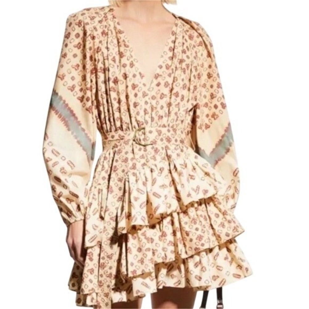 ULLA JOHNSON Miranda Mini Belted Tiered Dress Sz US 4 - Picture 10 of 14